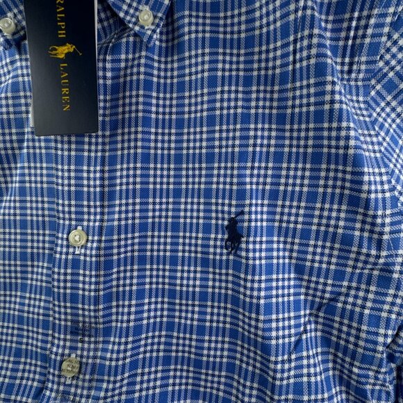 NWT Ralph Lauren Button Up Shirt Long Sleeve Slim Fit Blue Plaid Small Men - Picture 13 of 15
